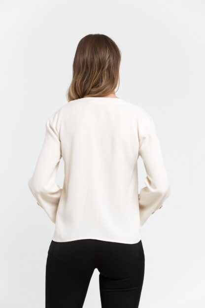 Trussardi - Elegant White V-Neck Blouse with Cady Detailing