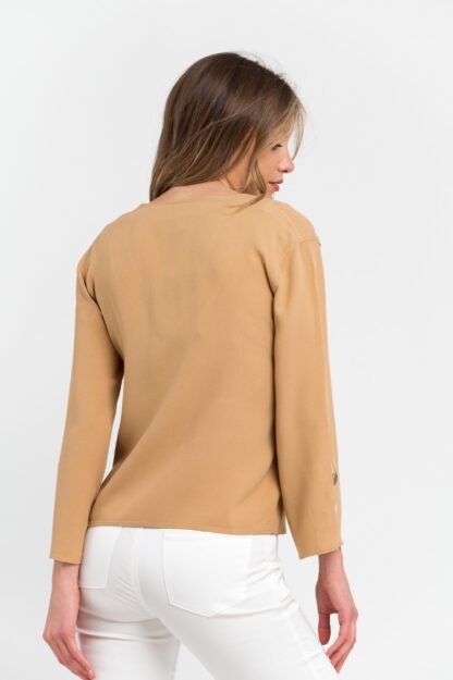 Trussardi - Elegant Beige Viscose Blend V-Neck Blouse