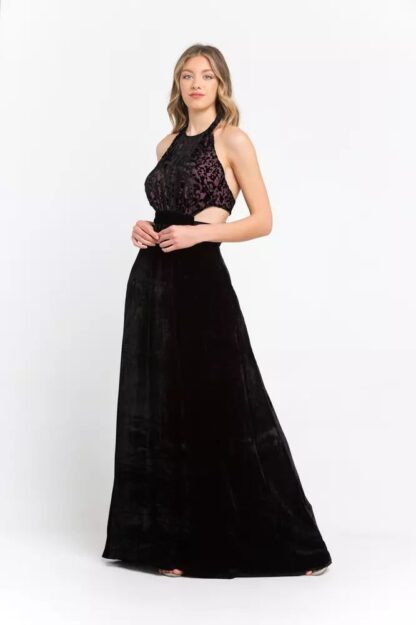 Trussardi - Elegant Velvet Skirt Long Dress with Embroidery