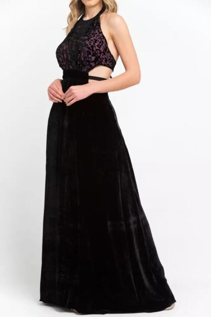 Trussardi - Elegant Velvet Skirt Long Dress with Embroidery