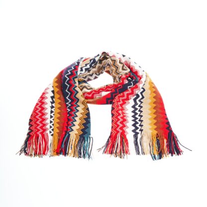 Missoni - Geometric Pattern Fringe Scarf in Vivid Tones