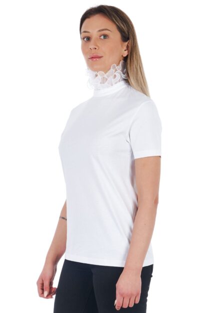 Frankie Morello - Elegant Lace-Embellished High Neck Tee