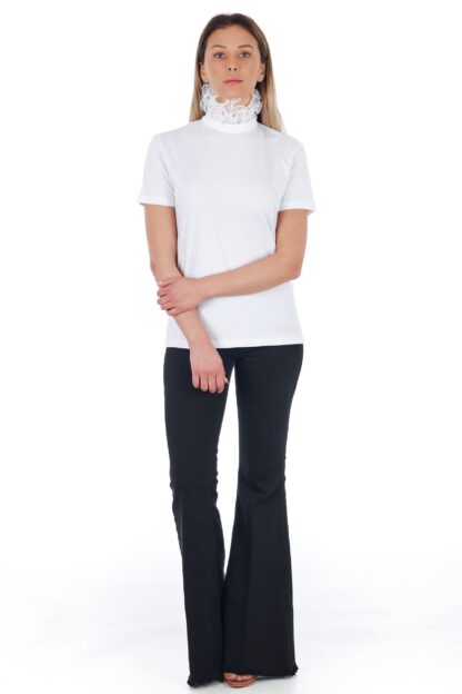 Frankie Morello - Elegant Lace-Embellished High Neck Tee