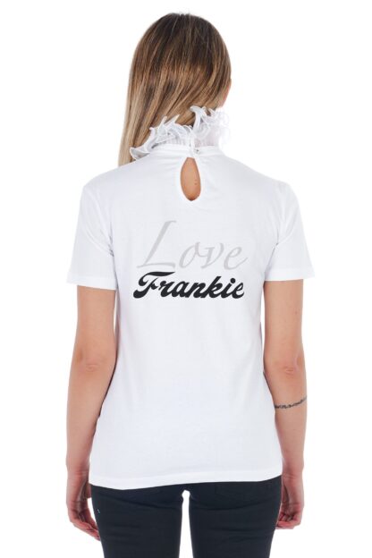 Frankie Morello - Elegant Lace-Embellished High Neck Tee