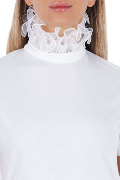 Frankie Morello - Elegant Lace-Embellished High Neck Tee