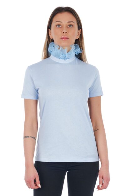 Frankie Morello - Elegant High Neck Lace-Trimmed Tee