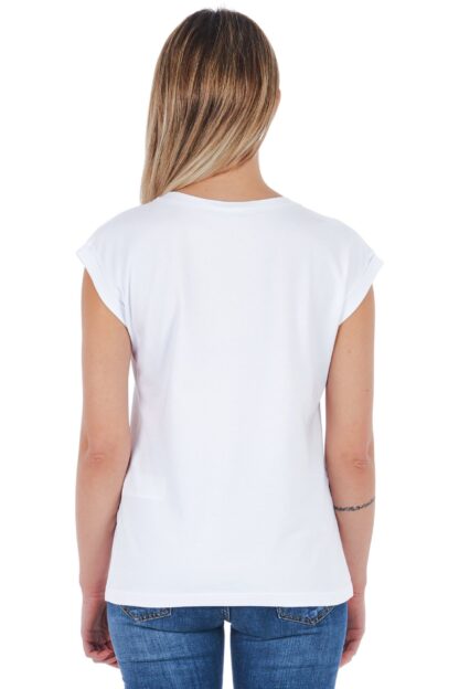 Frankie Morello - Elegant White Front Print Tee