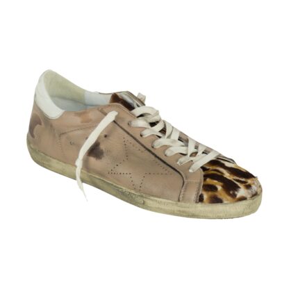 Golden Goose - Tan Leopard Distressed Superstar Sneakers