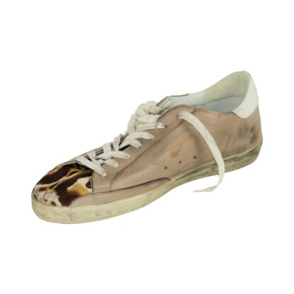 Golden Goose - Tan Leopard Distressed Superstar Sneakers