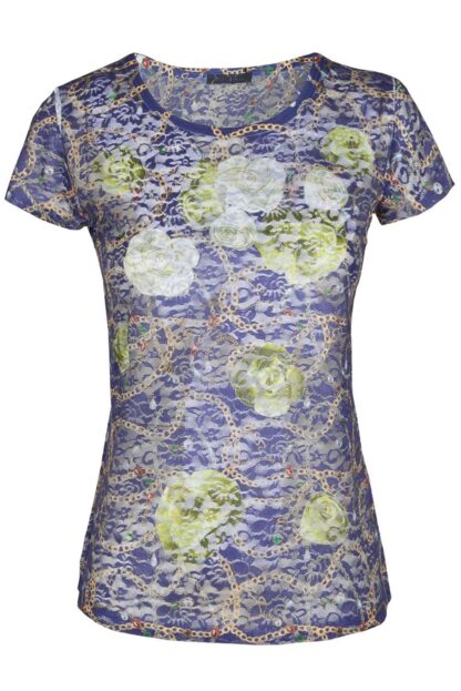 Yes Zee - Chic Blue Sublimation Print Tee for Women