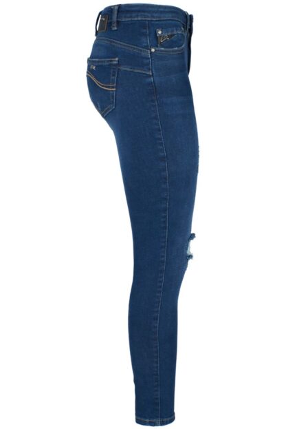 Yes Zee - Scratched Detail Dark Blue Women's Jeans