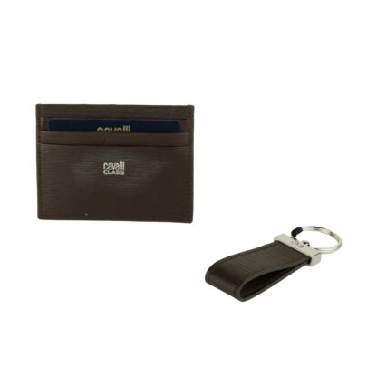 Cavalli Class - Elegant Calfskin Card Holder with Keyring