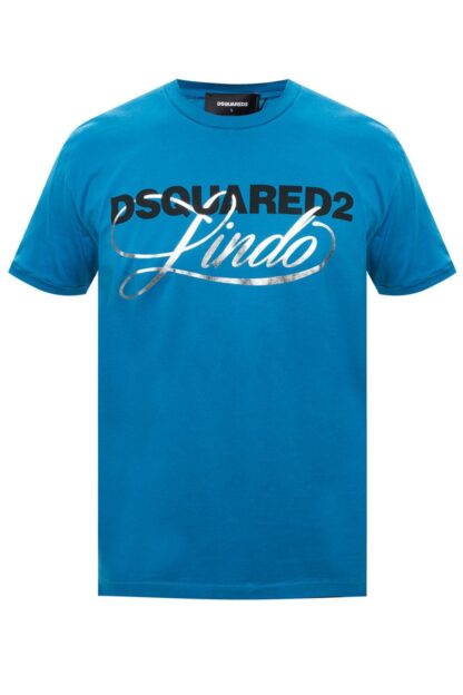 Dsquared² - Chic Blue Logo Tee with Silver Accents