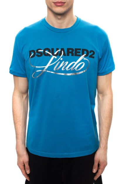 Dsquared² - Chic Blue Logo Tee with Silver Accents