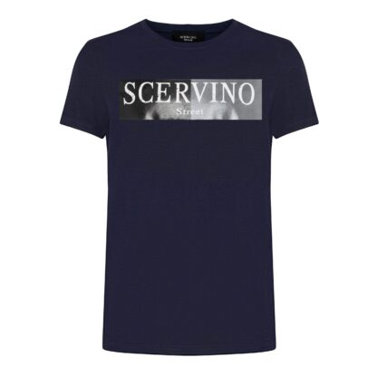 Scervino Street - Chic Blue Logo Tee - Italian Crafted Elegance