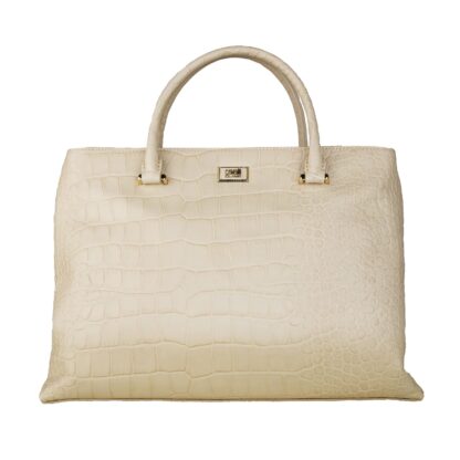 Cavalli Class - Elegant Cream Snakeskin Texture Handbag