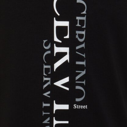 Scervino Street - Elegant Black Cotton Tee with Vertical Logo