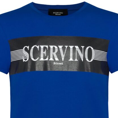 Scervino Street - Elegant Blue Cotton Tee with Logo Print