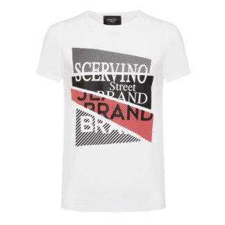 Scervino Street - Elegant White Cotton Tee with Logo Accent