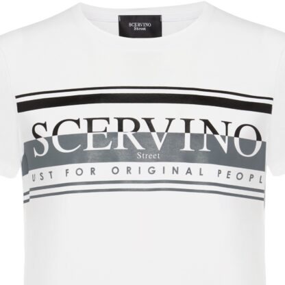 Scervino Street - Elegant White Cotton Tee with Logo Accent