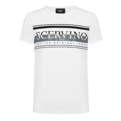 Scervino Street - Elegant White Cotton Tee with Logo Accent