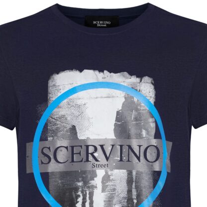 Scervino Street - Elegant Blue Cotton Blend T-Shirt with Logo Print