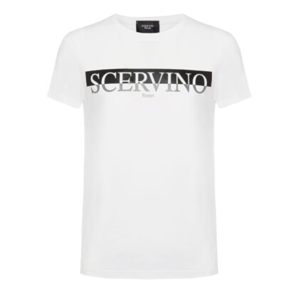 Scervino Street - Elegant White Cotton Logo Tee - Italian Craftsmanship