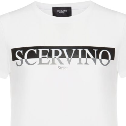 Scervino Street - Elegant White Cotton Logo Tee - Italian Craftsmanship