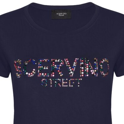 Scervino Street - Glamorous Dark Blue Crystal Logo Tee