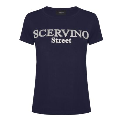 Scervino Street - Dark Blue Glitter Logo Cotton Tee