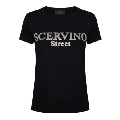 Scervino Street - Glitter Logo Cotton Tee - Dark Elegance