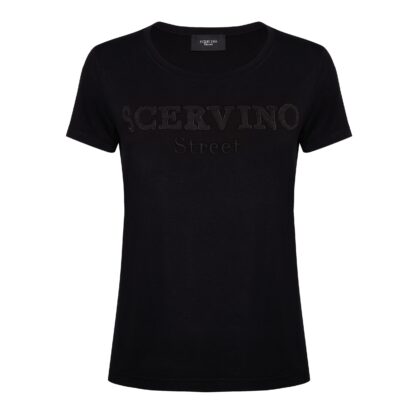 Scervino Street - Elegant Black Logo T-Shirt - Italian Cotton Blend