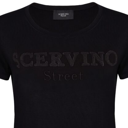 Scervino Street - Elegant Black Logo T-Shirt - Italian Cotton Blend