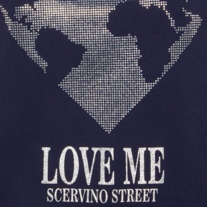 Scervino Street - Blue Strass Logo Cotton Sweatshirt