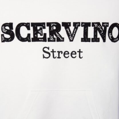 Scervino Street - Elegant White Hooded Sweatshirt - Embossed Logo