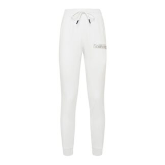 Scervino Street - Elegant White Stretch Trousers with Strass Logo