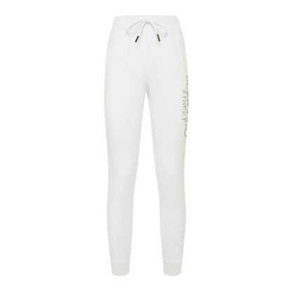 Scervino Street - Elegant White Stretch Trousers with Strass Logo