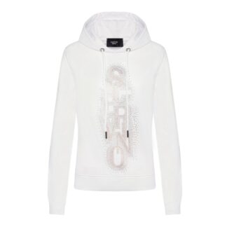 Scervino Street - Elegant White Hooded Sweatshirt - Embossed Logo