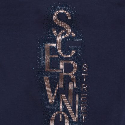 Scervino Street - Elegant Blue Hooded Cotton Sweatshirt with Strass Logo