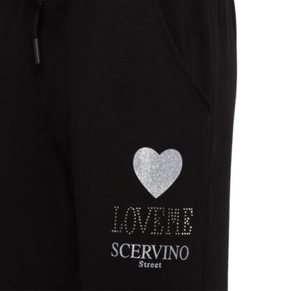 Scervino Street - Chic Black Stretch Trousers with Strass Logo