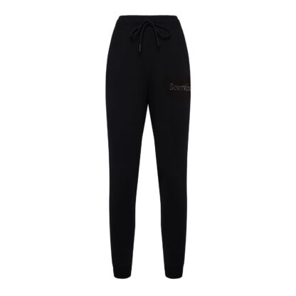 Scervino Street - Chic Strass Logo Black Stretch Trousers