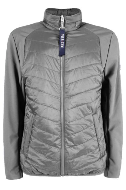 Yes Zee - Sleek Gray Wind Jacket with Logo Embellishment