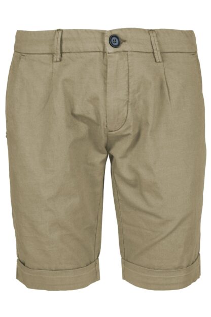 Yes Zee - Elegant Beige Cotton-Linen Bermuda Shorts