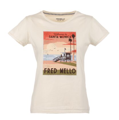 Fred Mello - Chic White Cotone Tee with Front Design