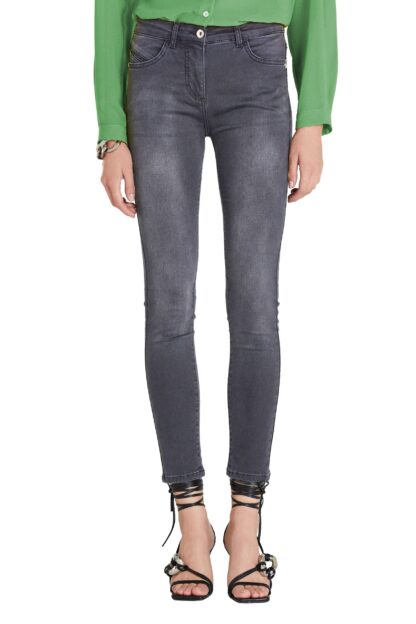 Patrizia Pepe - Chic Gray Jegging with Metallic Logo Detail