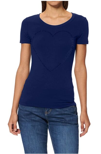 Love Moschino - Chic Blue Designer Tee with Brand Emblem