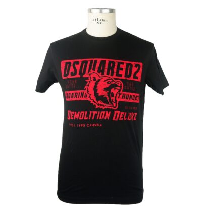 Dsquared² - Sleek Black Cotton Tee with Signature Print