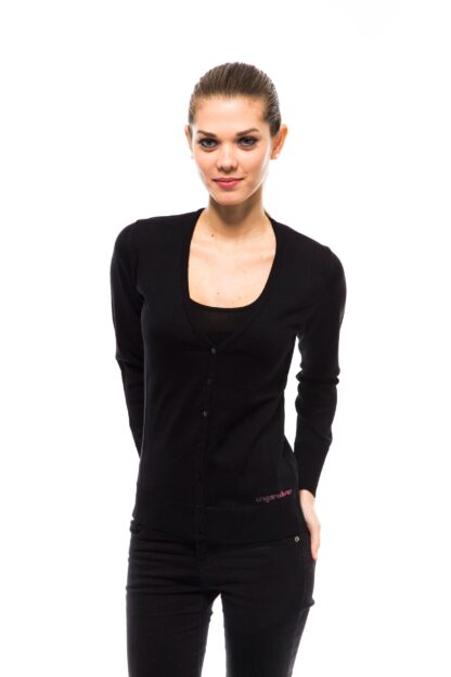 Ungaro Fever - Chic Black Short Cardigan with Logo Detail