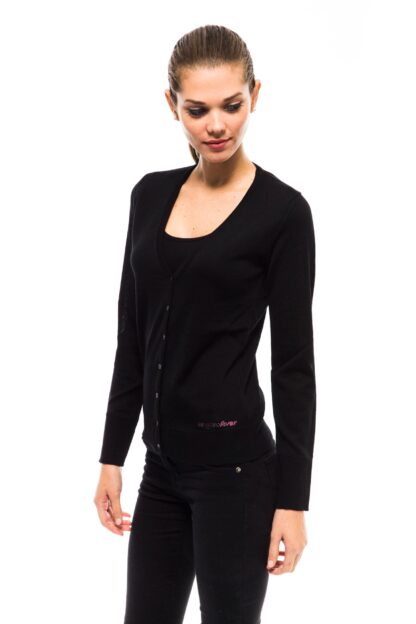 Ungaro Fever - Chic Black Short Cardigan with Logo Detail