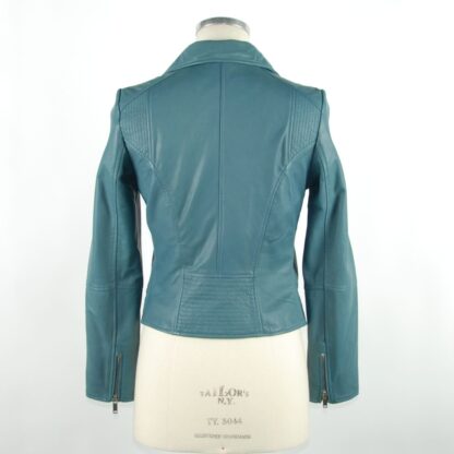 Emilio Romanelli - Chic Blue Leather Jacket with Zip Closure